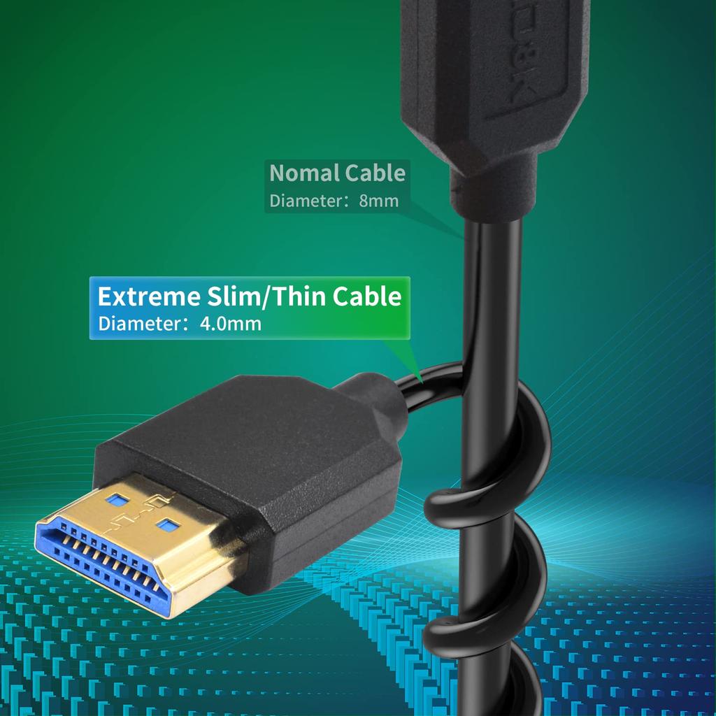 Duttek 8K HDMI HDMI Coiled 48Gbps HDMI Cable Ultra Thin HDMI Male to Male HDR Compatible 8K 60Hz Resolution Backwards Compatible 4K Ultra HD 1080p 3D