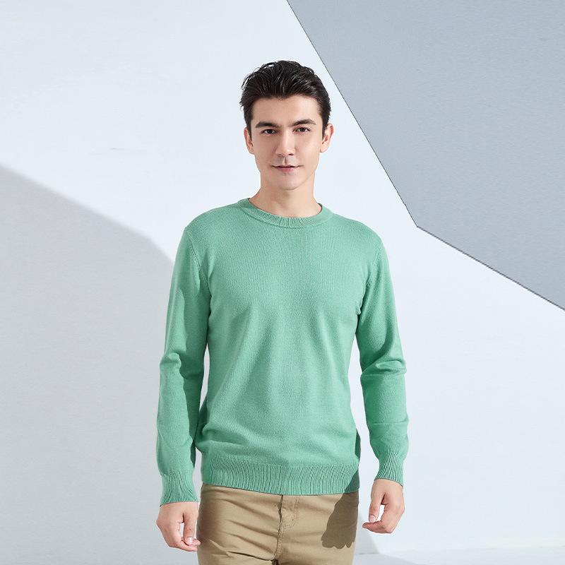 Autumn and Winter Men's Round Neck Loose Thickened Pullover Knit Sweater Solid Color Long-sleeved Short Section of Business Bottoming Warm Sweater