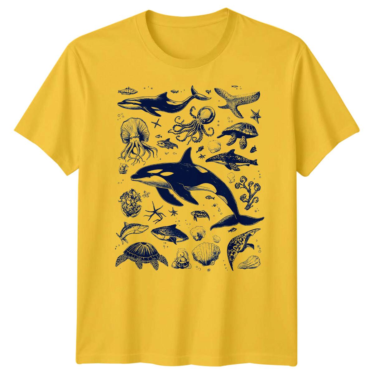 Мужская футболка с морскими животными и морской жизнью 3XL