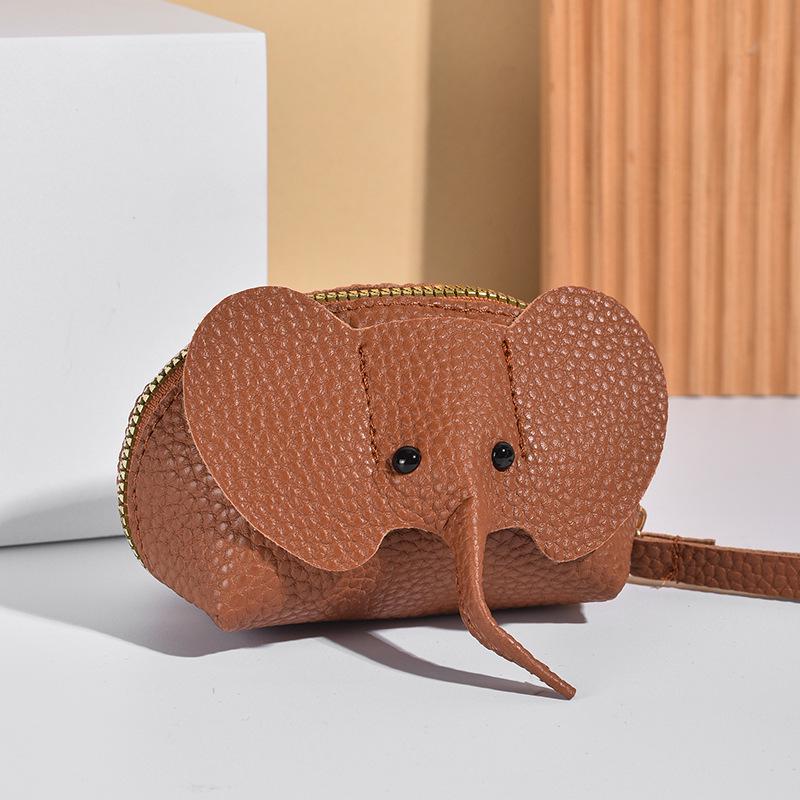 New Women's Elephant Coin Purse Keychain - Fashionable Card Holder & Lipstick Storage