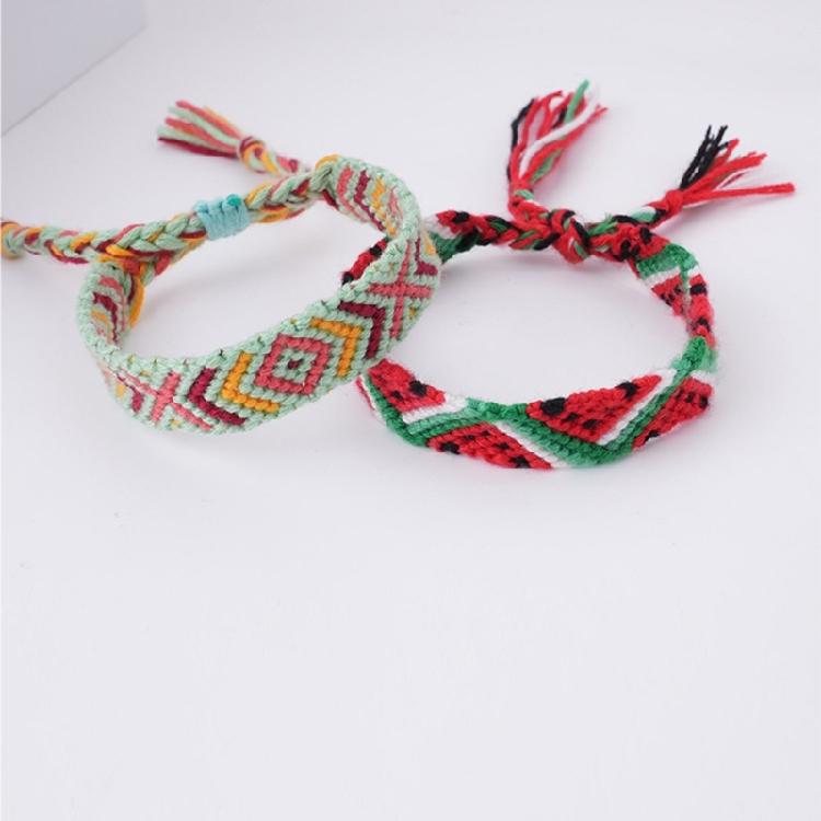 Cotton Rope Bracelet Adjustable Bracelet Unique Watermelon Pattern Bracelet Handmade Bracelet for Fashion Enthusiasts