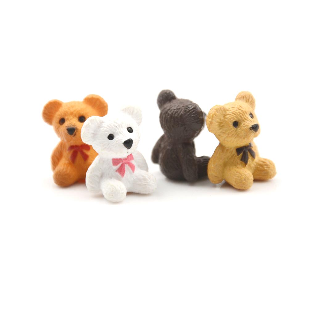 4pcs /Lot Cute Teddy Bear Figurine Moss Micro Landscape Accessory, Fun DIY Assembly Ornament, Cute Decoration