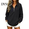 Casual Waffle Sweatshirt Women Half-zip Sweatshirt, Long Sleeve Pullover Top with Kangaroo Comfortable Pockets Pocket, Loose Fit Lapel for Fall Winter