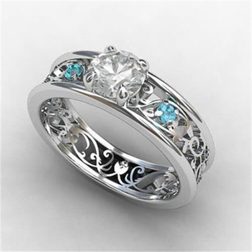 Модный Женский Кольцо Ювелирные Изделия Низкоключевая Роскошь Благородный Инкрустированный Сапфир Ретро Свадебный no. 6