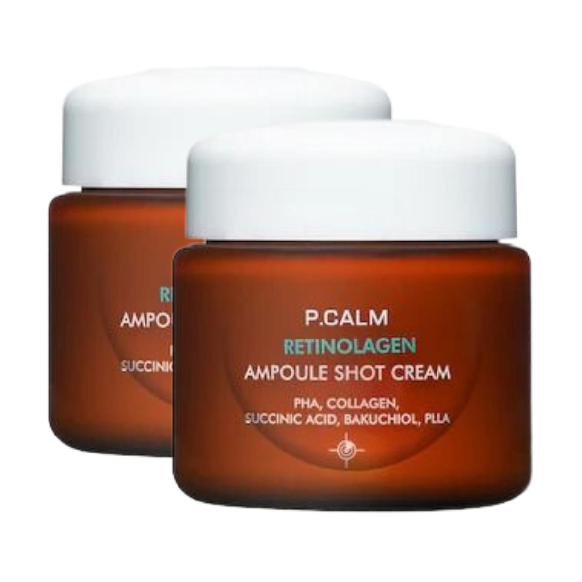 P.CALM Retinolagen Ampoule Shot Cream 60ml 1+1 Duo Set, Firming & Skin Elasticity Care, Korean Moisturizer