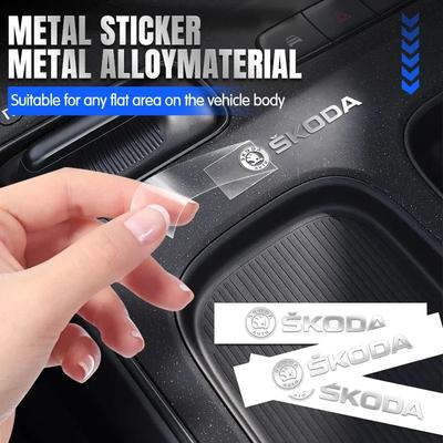 YAQ1 Metal Creative Car Emblem Badge Waterproof Dirt-proof Stickers For Octavia Rapid Fabia Superb Kodiaq Karoq Kamiq Scala