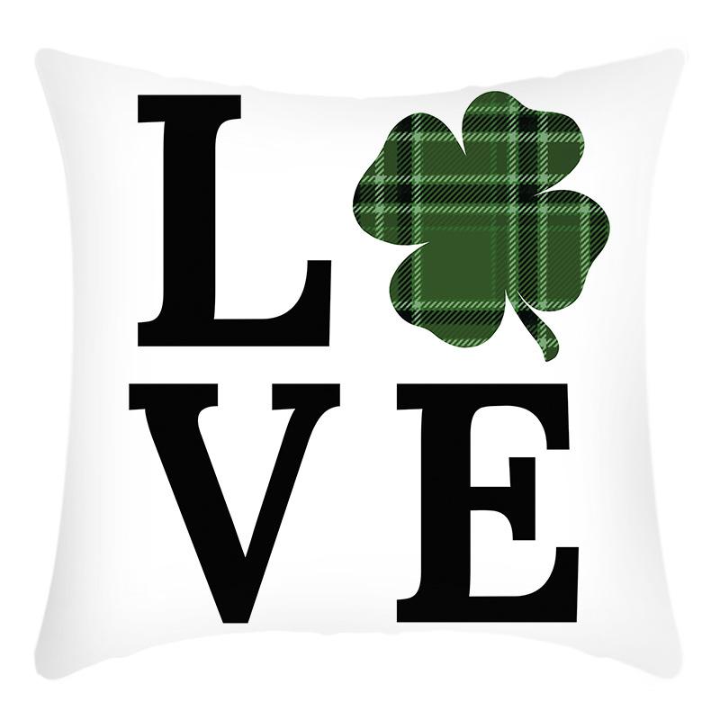 

New Pillow Cover Green Plant Print Four-Leaf Clover Print Pillow Home Sofa Cushion Cover Premium Durable Quality 45 * 45Cm pillowcase