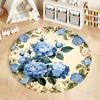 Free Shipping Round Floral Carpet with Blue Roses for Elegant Living Spaces Round Carpet for Home Sofa Bedroom,gift