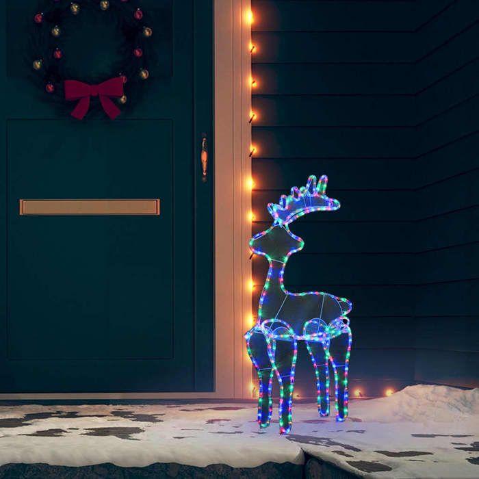 VidaXL Décoration de Noël de Renne avec Maille 306 LED Renne Illuminé Décoration de Vacances Jardin Arrière-cour Extérieur 329825