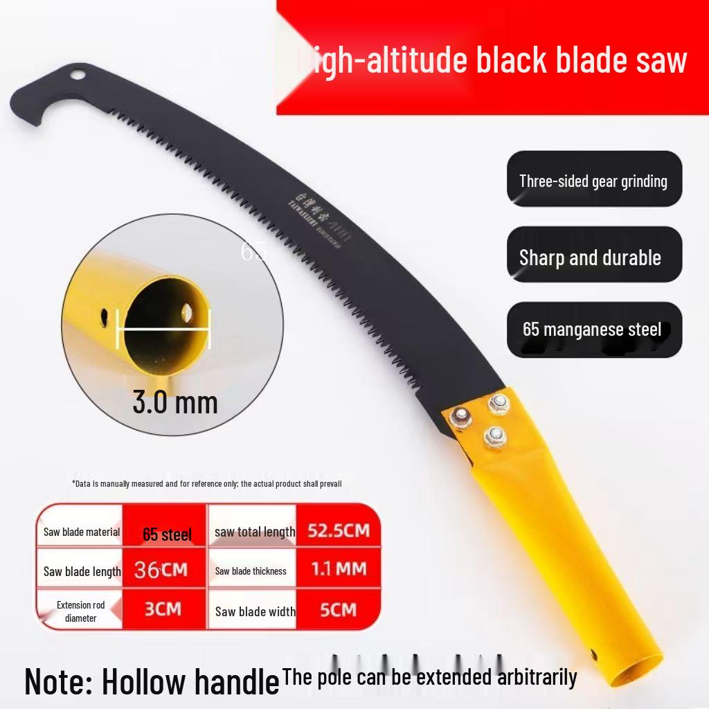 Double Hook High Branch Pruning Saw with Three-Sided Teeth for Garden and Tree Logging
