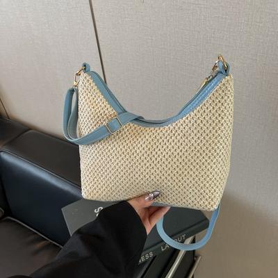 Simple Casual Niche Straw Bag Women's Spring New Shoulder Bag Vacation Style Seaside Messenger Bag