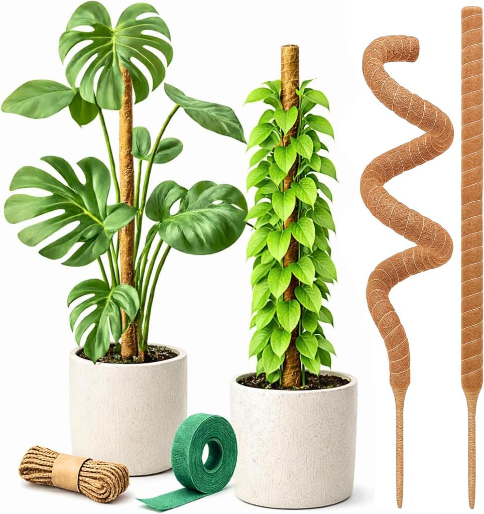 Zestaw 2 słupków mchowych do podpory rośliny Monstera, Bezrdzeniowe aluminiowe tyczki podporowe do roślin, Solidne tyczki do trenowania i uprawy pionowej roślin pnących w pomieszczeniach
