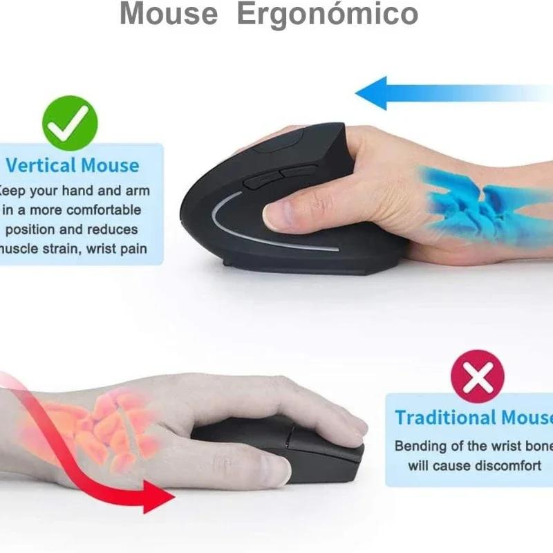 Wireless Bluetooth Vertical Mouse Personality Side Grip Ergonomic 2.4G Gaming Office Silent Photoelectric Bluetooth Mouse