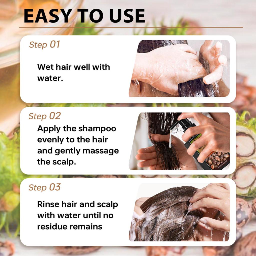 Castor Oil Hair Shampoo-Strengthens Hair, Improve Scalp Health-Make Hair Pliable And Shiny-Suitable For All Hair Types, 150ml