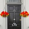 Artificial Poinsettia Floral Red Flowers Hanging Basket with LED Lights Christmas Hanging Basket Create Warm Atmosphere