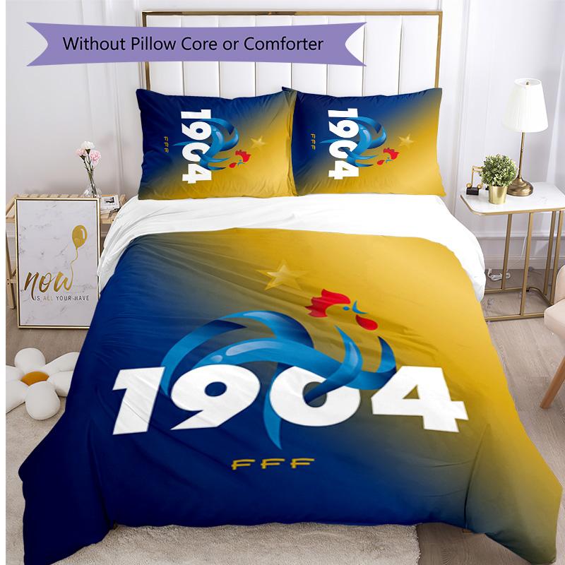 France Football Printed Bedding 3 Piece Set Cozy Breathable Bed Cover Set as Housewarming Holiday Gift