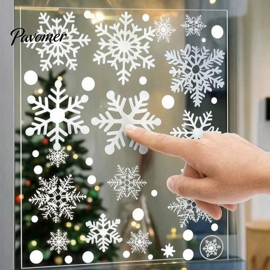 Reusable Winter Decorations 3PCS Christmas Snowflake Static Stickers, Cling Decals, PVC Indoor Wonderland Ornaments Home Decoration Clings for