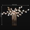 Braut-Hochzeits-Zirkon-Haarkamm, Perlen-Gold-Haarschmuck für Damen, Braut-Kopfschmuck, Vintage-Haaraccessoires für Brautjungfern, Party-Tiara
