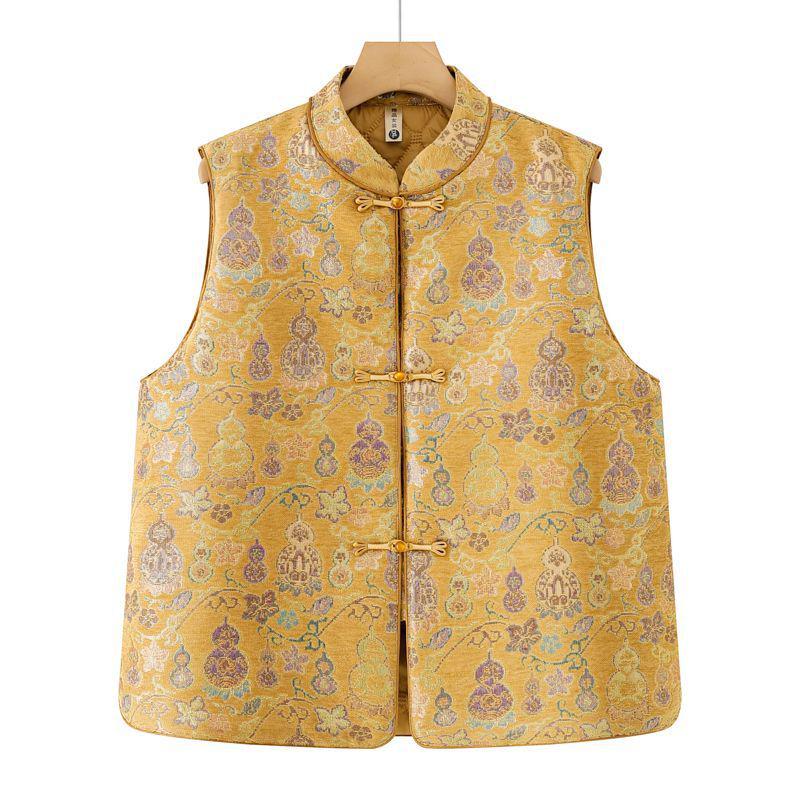 

Noble Mother 2026 New Chinese Style Jacquard Cardigan for Elegant Middle-Aged Women 5XL for 150-165 Jin жёлтый