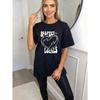 Oversized T Shirt Black Respect The Locals Shark Heart Print Graphic Tee For Beach And Casual Wear
