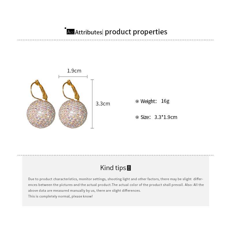 Shining Rhinestone Zircon Earrings for Women Fashion Round Ball Earrings Wedding Bridal Accessories Party Ear Jewelry Wholesale