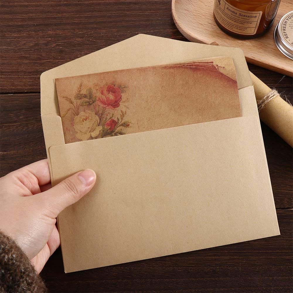 With Rope Craft Paper Kraft Paper Valentine's Day Writing Paper Retro Vintage Envelope Letter Pad