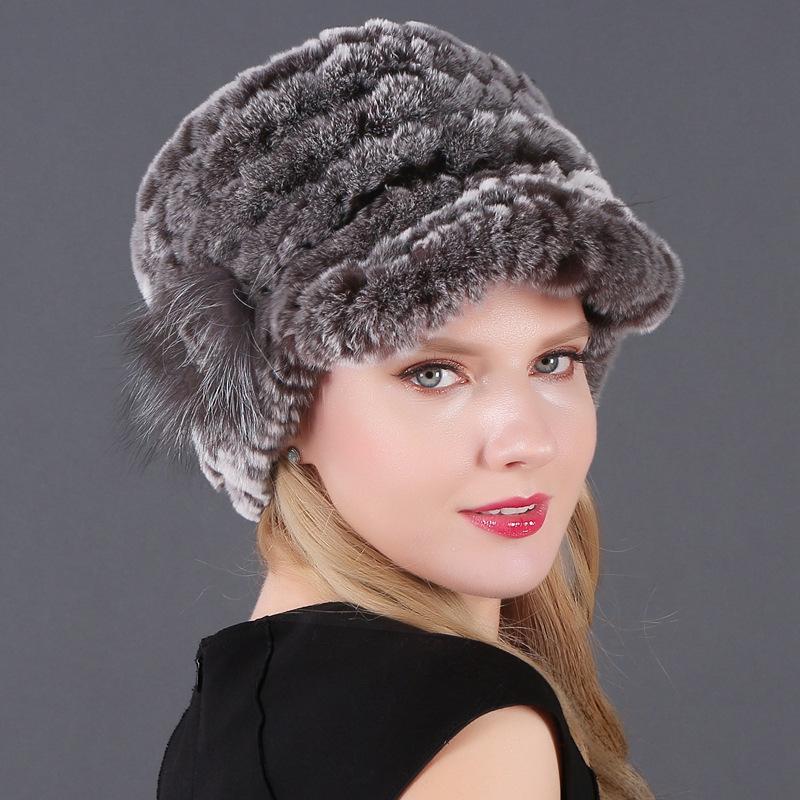 Women's Fashion Warm Rex Rabbit Hair Woven Hat Women's Winter Hat Fur Cap