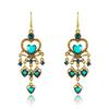 Bohemian Drop Dangle Heart Earrings For Women Vintage Rhinestone Acrylic Gold Color Ethnic Boho Jewelry Earings Pendientes Mujer