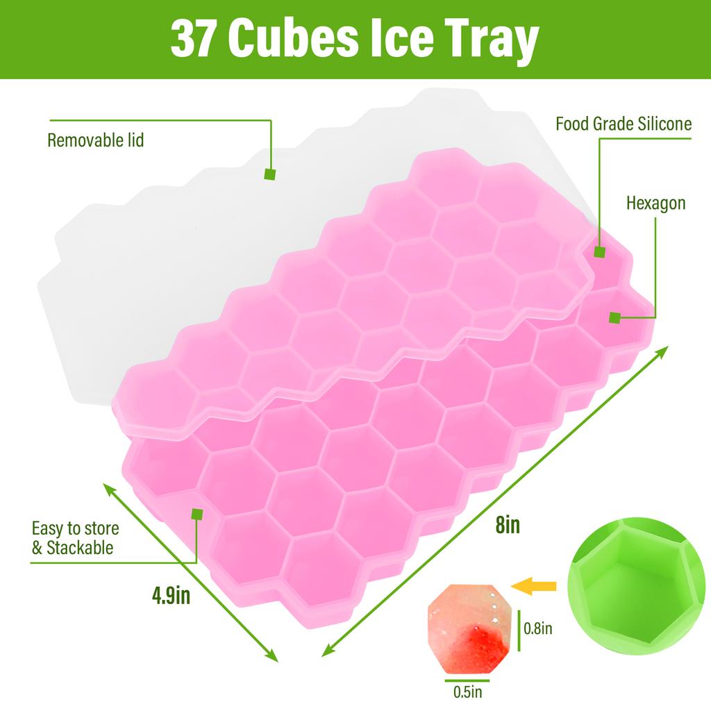 37 Cavity Honeycomb Ice Cube Trays Reusable Silicone Ice Cube Mold Bpa Free Ice Maker With Removable Lids Creative 13 Cavity