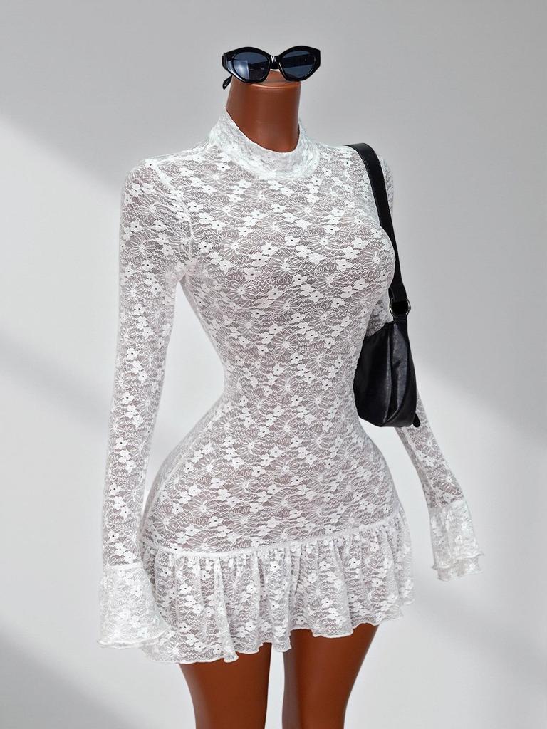 Women's Bohemian Style See-through Lace Dress