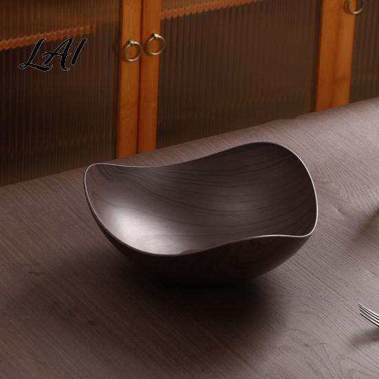 Non-toxic Snack Tray Vintage Wood Grain Fruit Tray Food-Grade Candy Serving Plate Thickened Wear Resistant Nestable Stackable Plate Storage