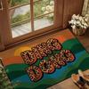 Retro Letter Floor Mat Ding‑Dong Leopard Print Wave Sunset Pattern Anti‑Slip Washable Doormat Entryway Porch Home Decor