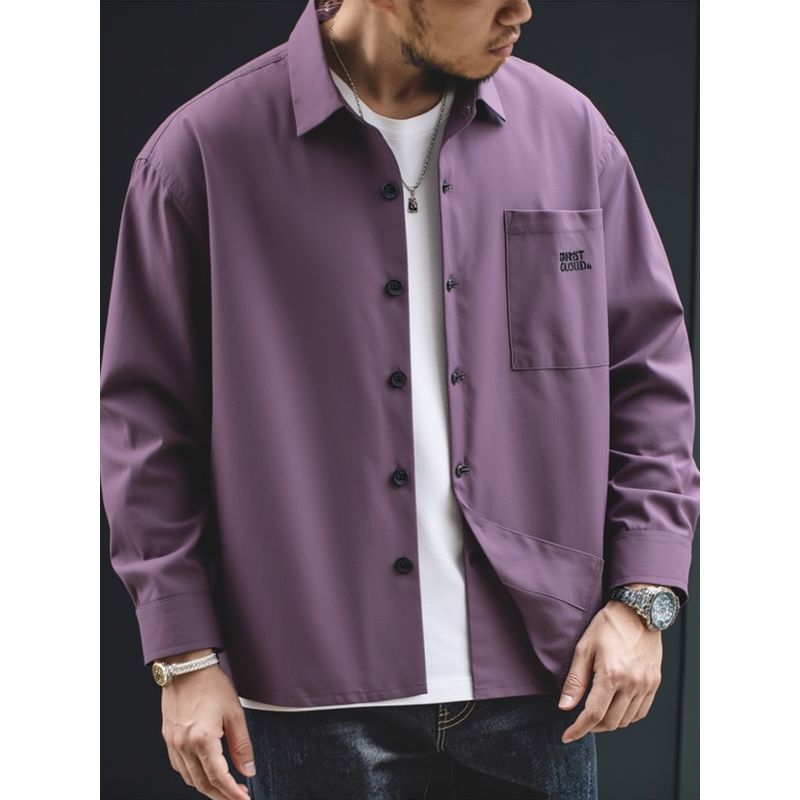 American Retro Elastic Quick-Drying Shirt Men's Long-Sleeved Spring and Autumn Lapel Jacket Foreign Trade Men's Loose Casual Shirt