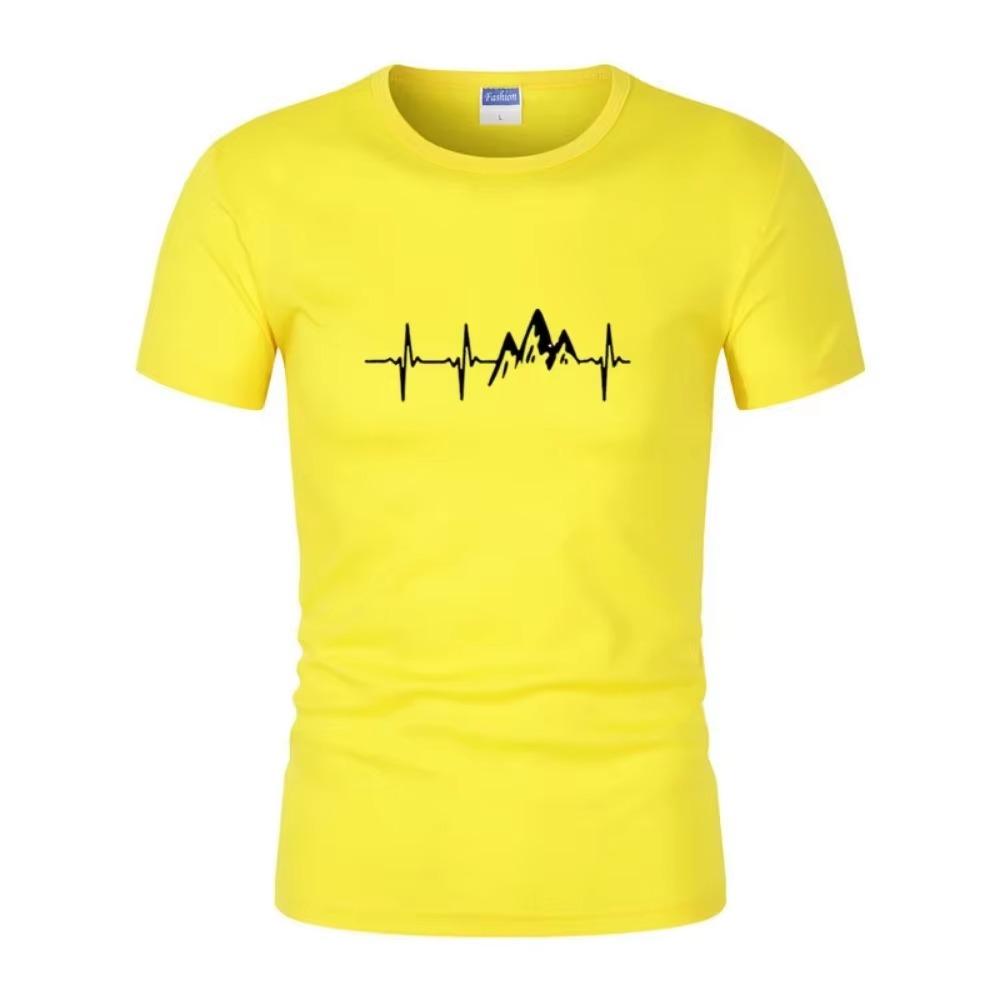 Bergs-EKG T-shirt Sommar Män Kvinnor Kortärmad T-shirt Roliga Hip Hop Tees Toppar Harajuku Kläder Elektrokardiogram T-shirt