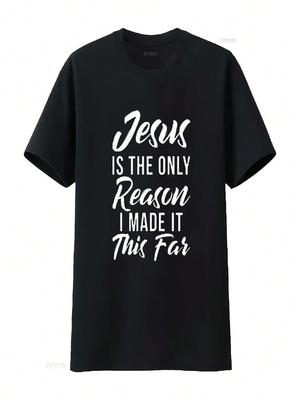 Unisex Jesus Is The Only Reason I Made It This Far God Religious  T Shirt Black 2X Large Vintage Washed Comfortable Homme