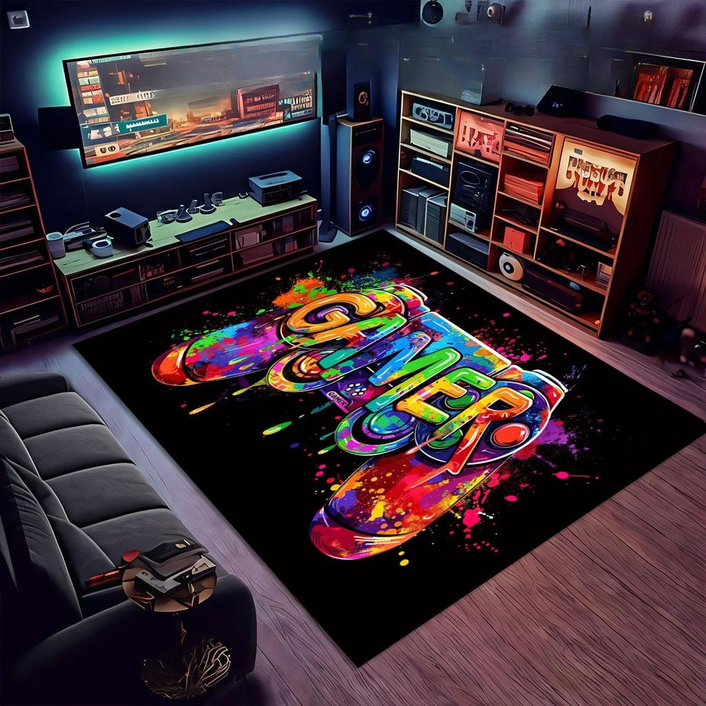 1pc Vibrant Gaming Controller DoorMat, Non-slip Carpet, Suitable for Living Room, Bedroom, Bathroom, Holiday Home Decoration