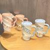 Small Fresh Ceramic Casual Cup with Lid Large Capacity and High Appearance Girls' Mug Cold Drink High Cup Milk Tea Cup