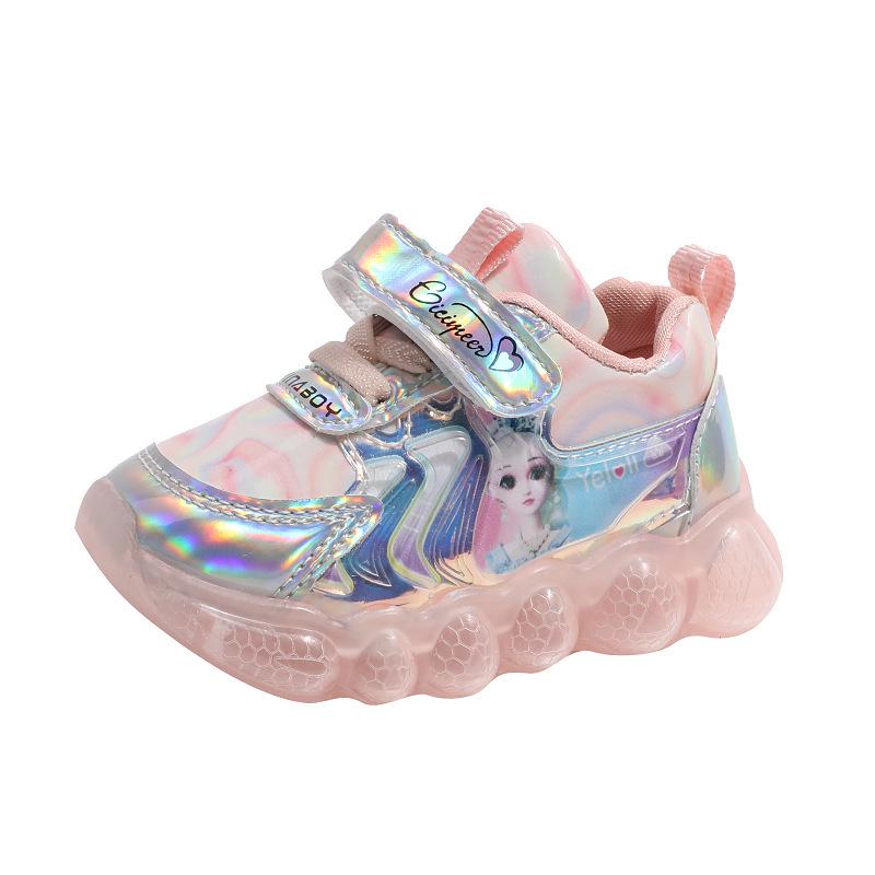 2024 New Arrival Light-Up Cartoon Shoes for Girls – Leather Sports Shoes for Toddlers & Kids