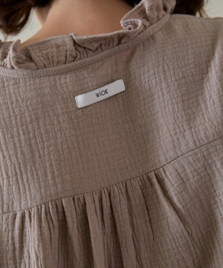WIOE Rachel Frill Blouse_Mocha Gray