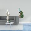 Feather Peacock Sculpture Statue Resin Collection Art Crafts Elegant Tabletop Ornament Decorative