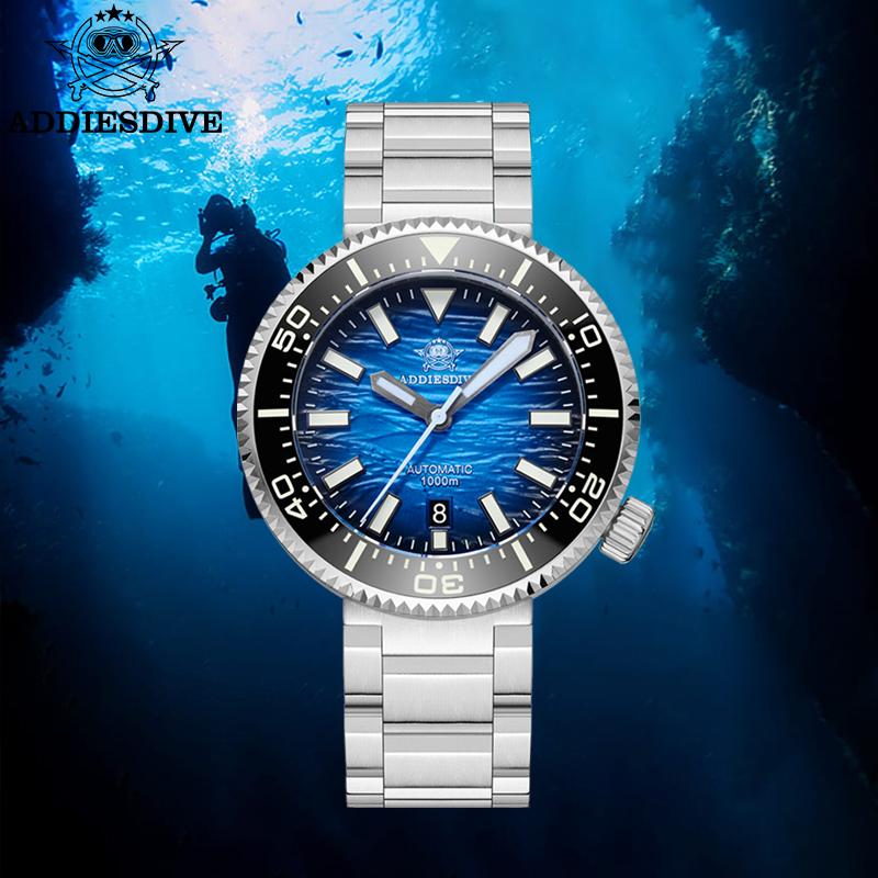 ADDIESDIVE 100bar Diving Men's Automatic Watch Sapphire Stainless Steel Calendar Display Mechanical Watches AD2069 Reloj Hombre