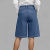 Women’s Casual Solid Button Pocket Shorts Relaxed Fit Fashion Mid Waist Knee Length Loose Denim Style for Everyday Wear