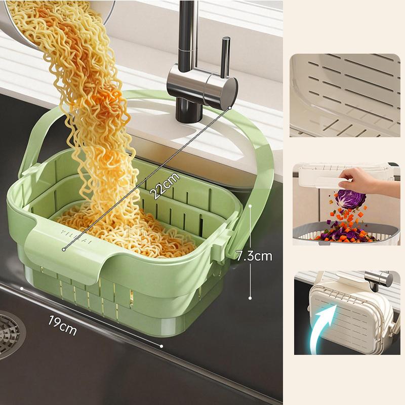 

Hanging Telescopic Drain Basket, Thickened Kitchen Household Fruit Washing And Rice Washing Basket, Water Filter Rack