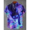 Retro Fish Pattern Men's Art Shirt Casual Summer Short-Sleeve Shirt