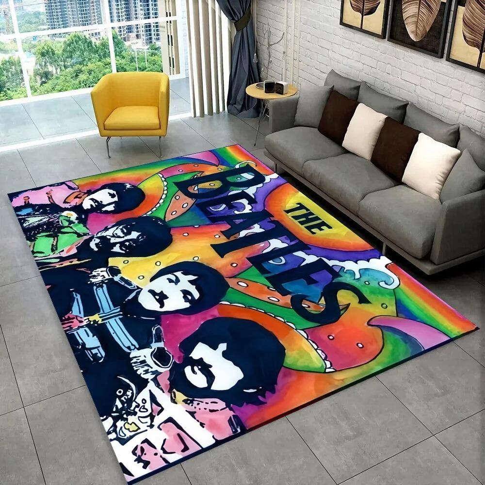 3D The B-Beatles Rock Band Star Carpet Rug for Bedroom Living Room Sofa Home Doormat Home Decor Area Rug Non-slip Floor Mat Gift