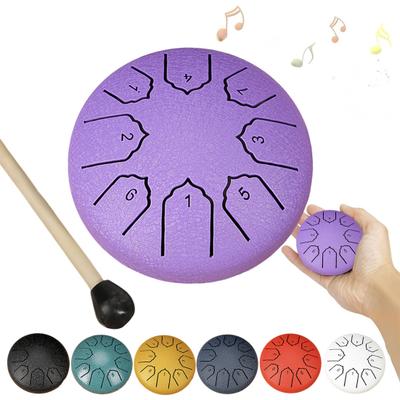 Regentrommel für den Außengarten 4 Zoll 8 Töne Stahltongtrommel Meditation Regenspiel Klanginstrumente Mini Handpan Trommeln für Chakra Yoga Klang