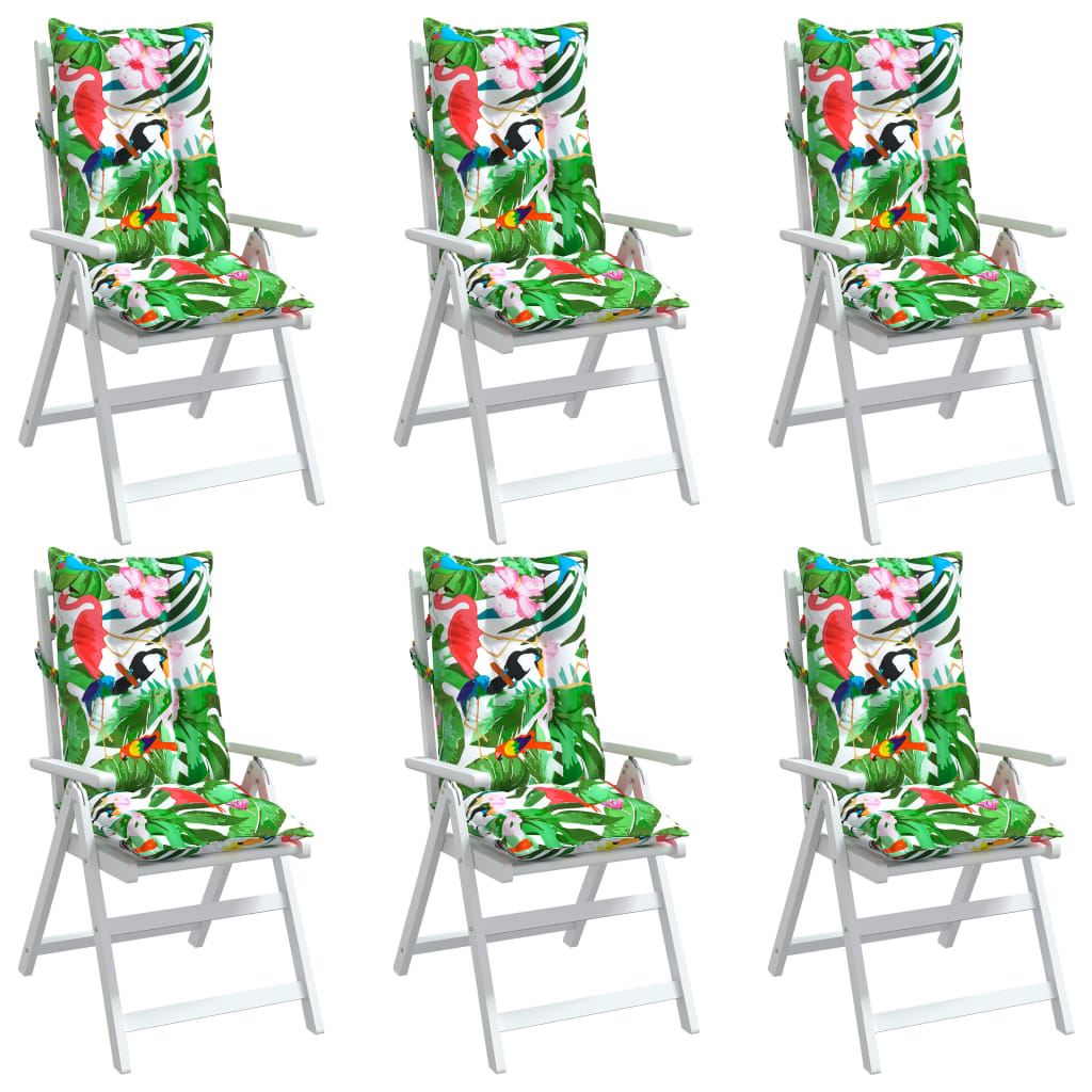 High Back Chair Cushions 6 pcs Multi Colored Oxford Fabric