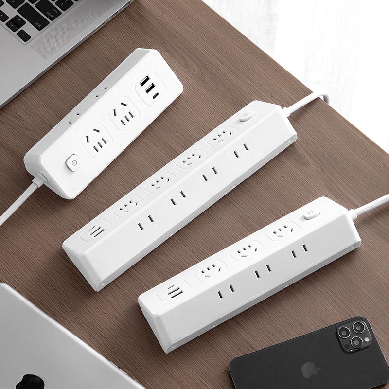 Multi-Port Triangular Power Strip with USB & Cord for Dorms