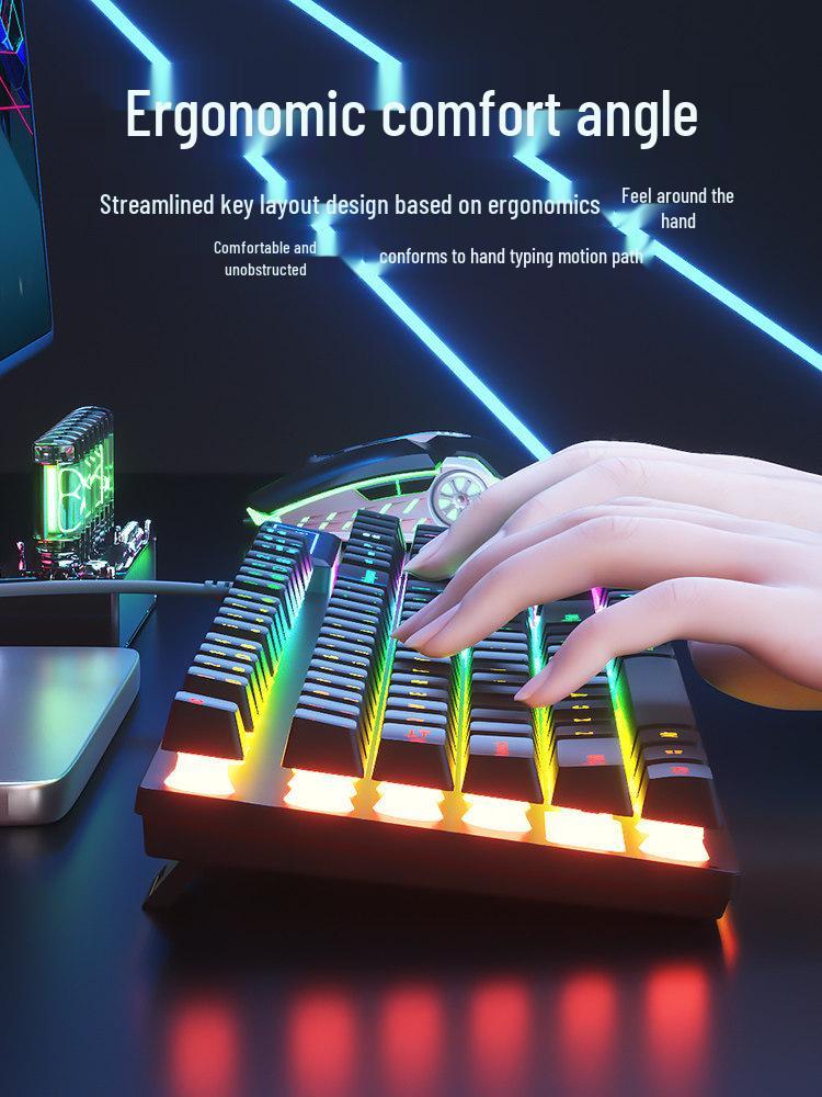 Wired Mechanical-Feel Keyboard Mouse Combo for Quiet E-sports Gaming and Typing