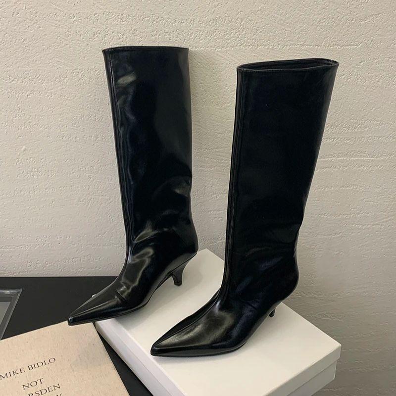 Fashion Bailamos 2024 Winter New Brand Women Knight's boots Fashion Pointed Toe Slip On Knee-high Boots Thin Low Heel Long Boots Shoes